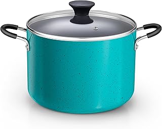 Cook N Home Nonstick Stockpot with Lid 8-Quarts, Professional Cooking Soup Pot, Canning Cookware, Turquoise