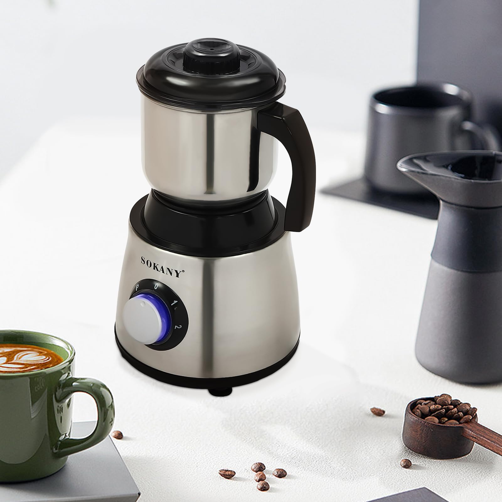 Moulin à Café électrique En Inox - Capacité 500 Ml - Moteur 300W - Pour Grains, épices, Graines - Broyage Rapide En Une Touche