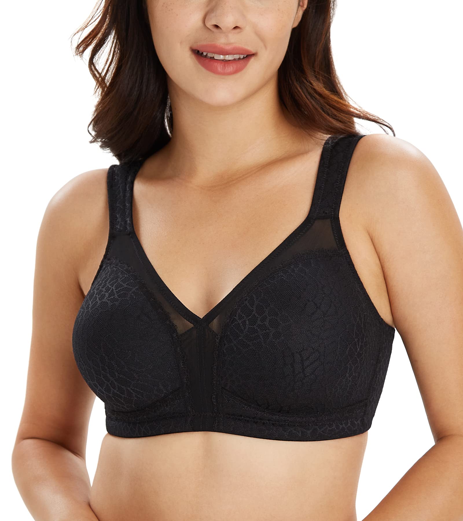 LemorosyFull Coverage Non Padded Wireless Minimizer Bra Women's Plus Size Underwear Comfort and Double Support for Large Bust