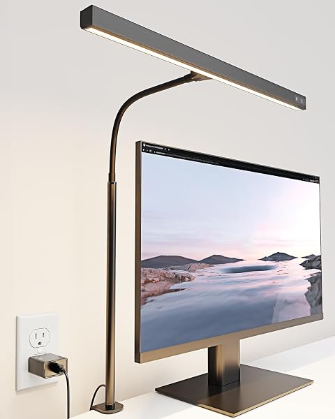SUPERDANNY LED Desk Lamp for Office Home, Eye-Caring Desk Light with Adjustable Gooseneck