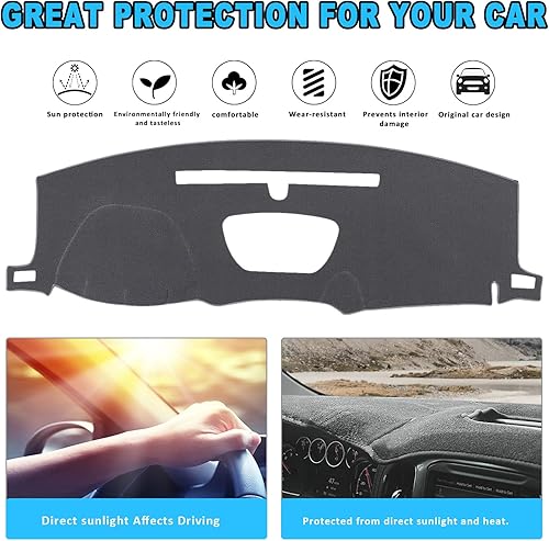 Miniatura 2 de POSAID Alfombrillas para tablero de Chevy Chevrolet Silverado 2019-2021, cubierta de alfombra para tablero para GMC Sierra 2019-2022, gris