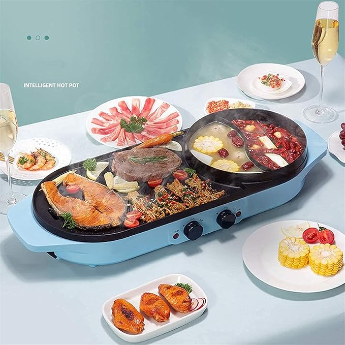 Parrilla Eléctrica Coreana Barbacoa Interior, Olla Eléctrica Portátil miniatura 3