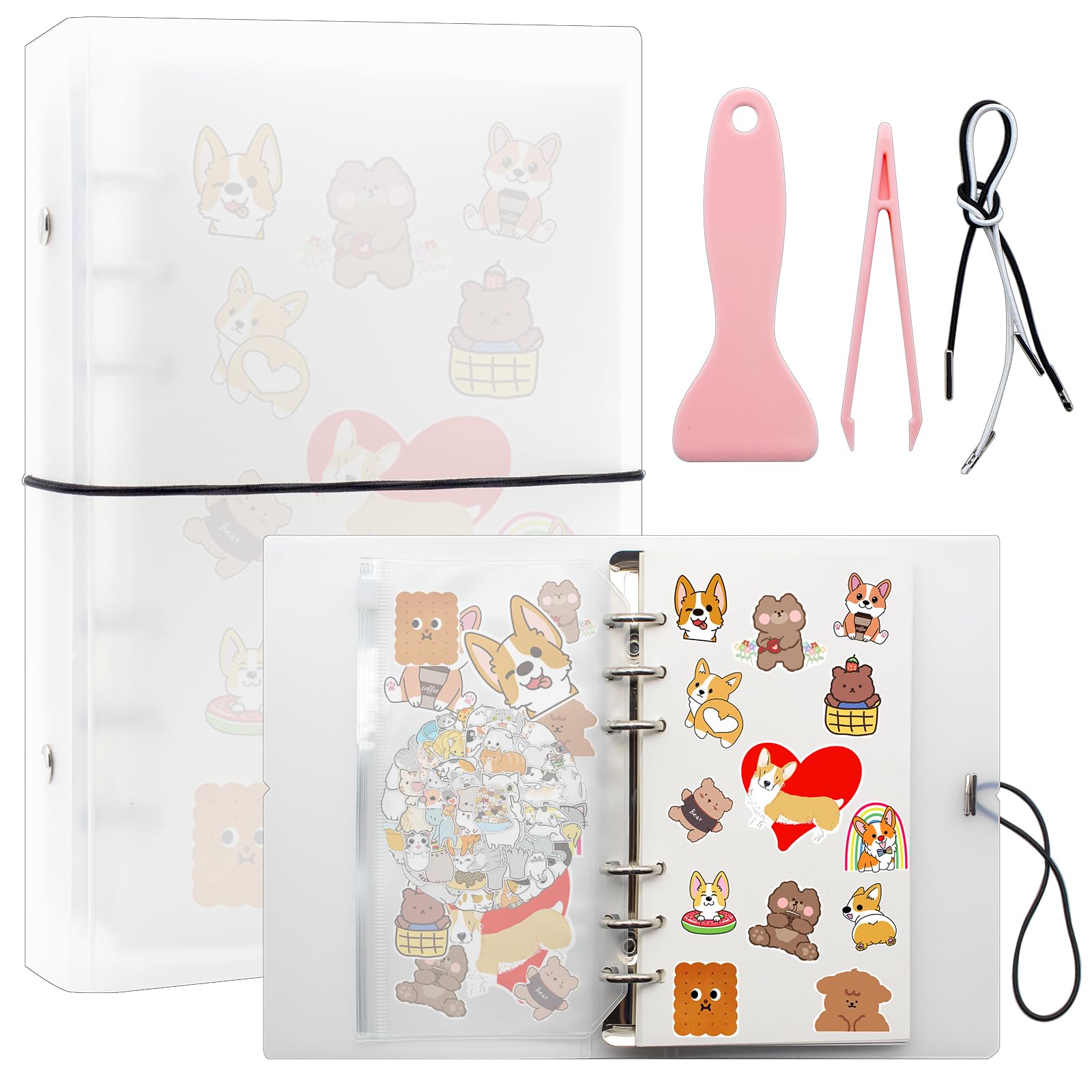 Sticker Collecting Book 80 Sheets, Reusable Stickers Album With Tweezer and Spatula โ image 1