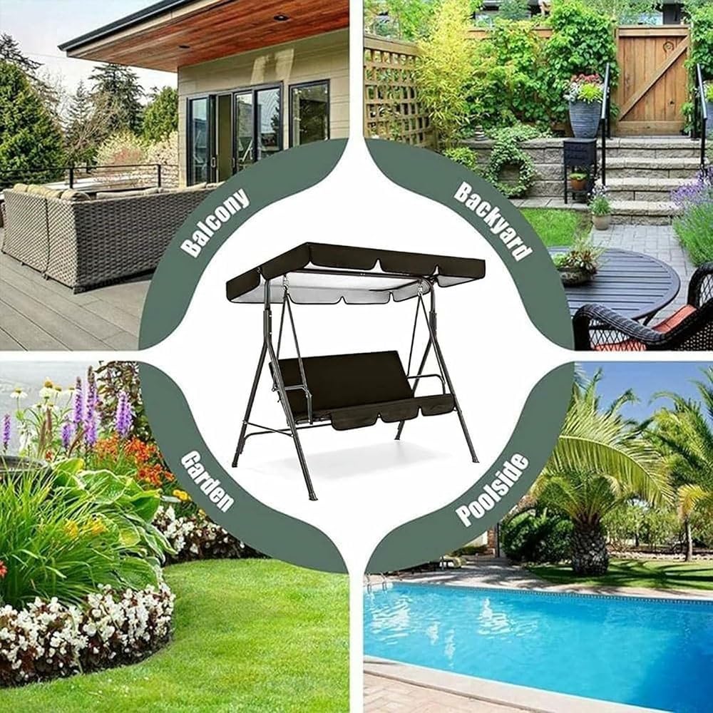 Toit De Rechange pour Balancelle De Jardin, Housse De Rechange Balancelle Imperméable Toit De Remplacement pour Balançoire 2 3 Places(Grey,98x73in-249x185cm)