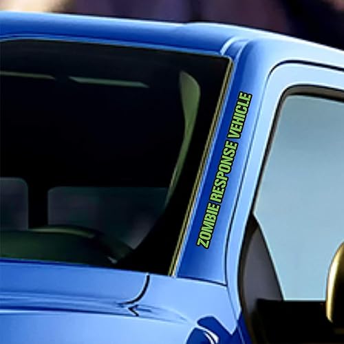 Miniatura 5 de (2 Pcs) Zombie Response Vehicle 20" Windshield Sticker Banner Vinyl Decal - Subdued Lime Green Car Truck Hood Bumper Side Skirt Sticker