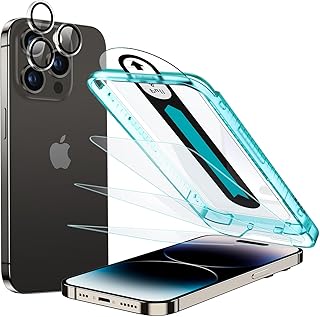 ESR för iPhone 14 Pro Max skärmskydd set, 3 skärmskydd i härdat glas och 1 uppsättning kameralinsskydd, släta rundade kant...