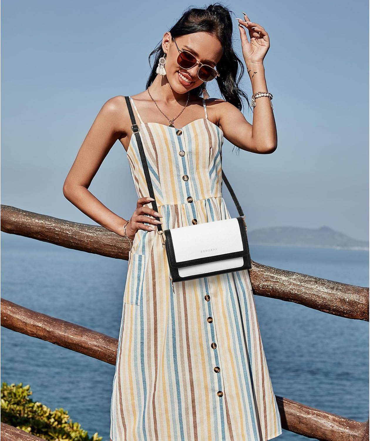 SENDEFN Small Crossbody Bags for Women Leather Cell Phone Purse Wallet with ID window and Card Slots - Image 2