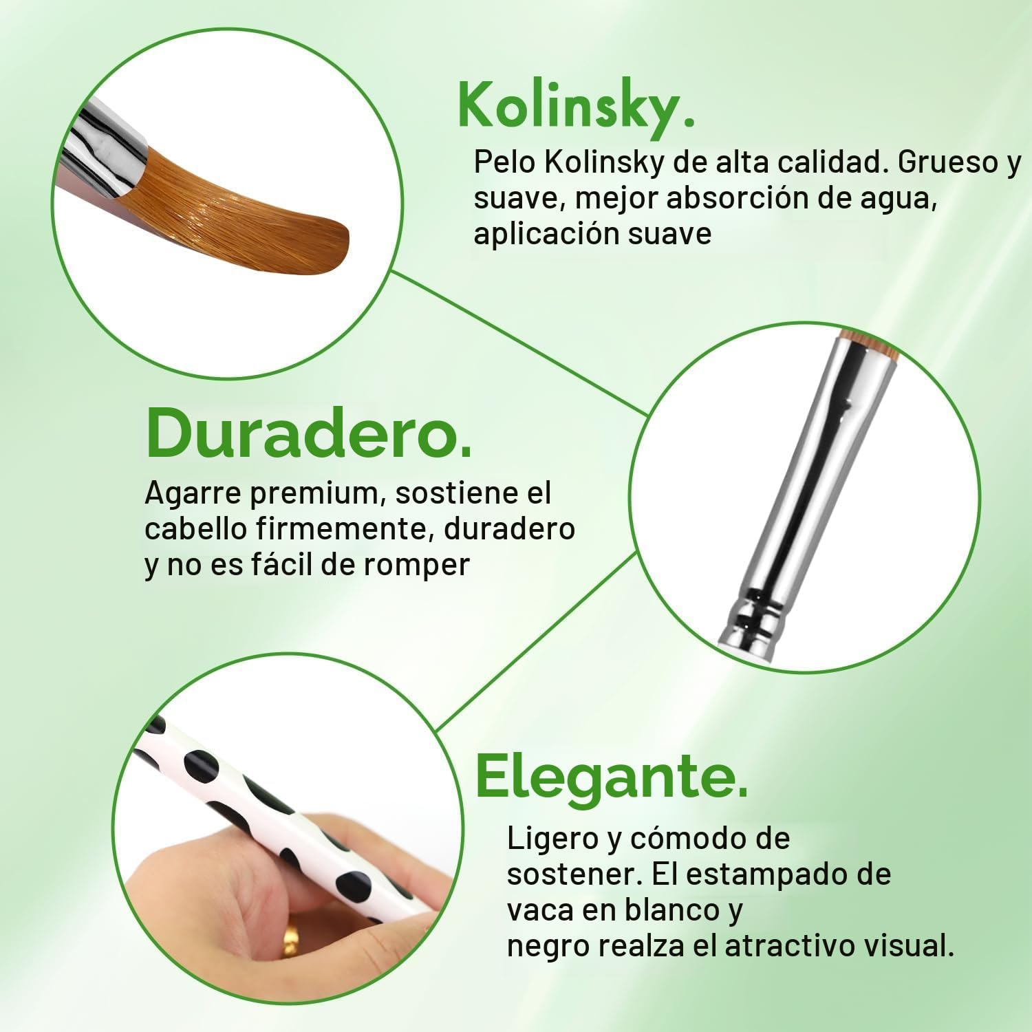 Pincel Acrilico Uñas de 3 Piezas - Pincel Kolinsky Uñas Acrilicas, Pinceles para Uñas Acrilicas Profesionales, Cepillo de Uñas Acrílico, Pincel para Arte de Uñas (8/10/14)