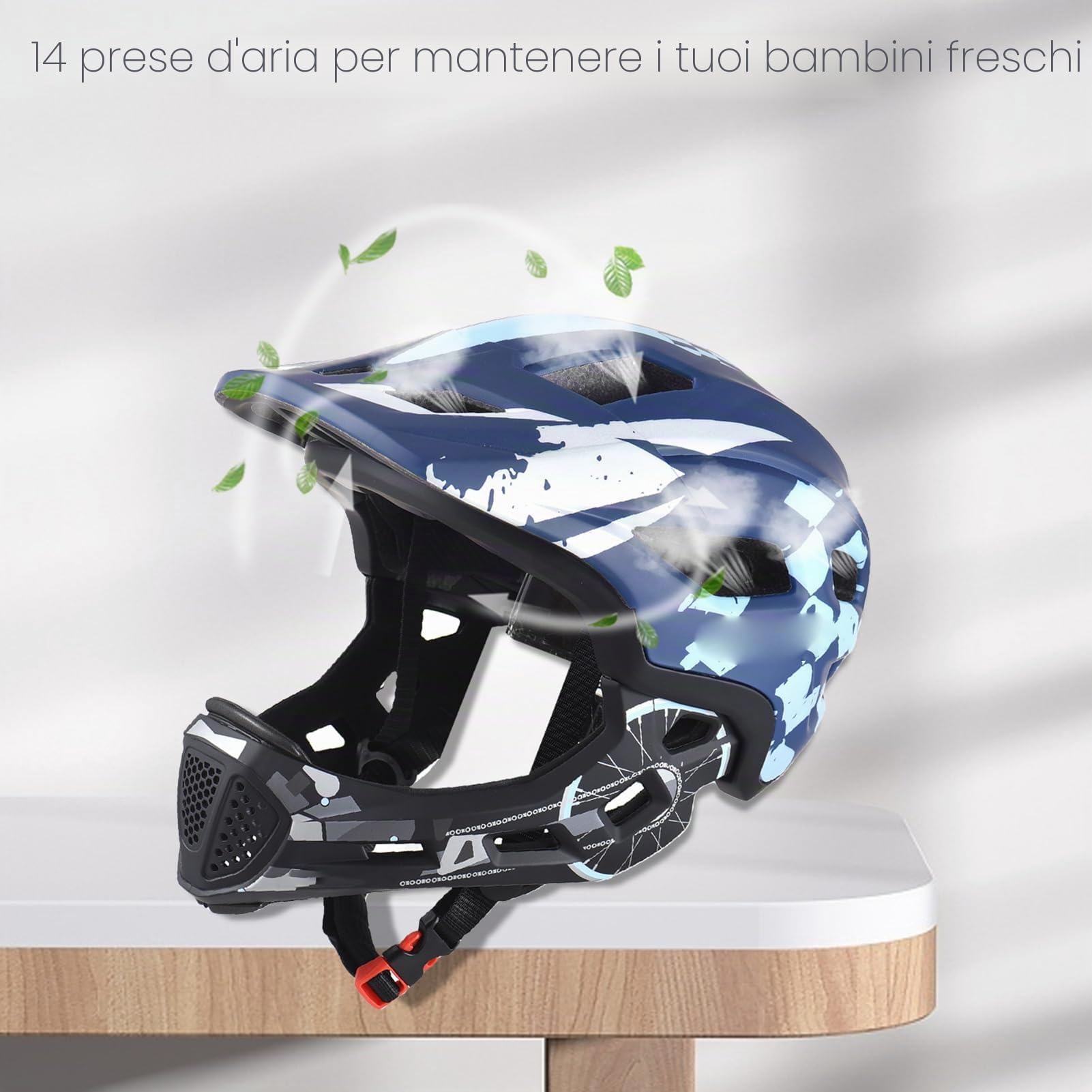 Kavolet Casco da bicicletta integrato per bambini, con protezione per il mento rimovibile, BMX, mountain bike, downhill, per ciclismo, skateboard, pattinaggio a rotelle