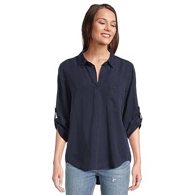 Mod o doc Roll Tab Sleeve Patch Pocket Tunic Women