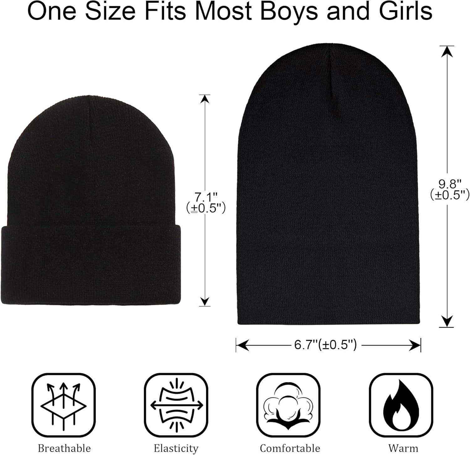 24 Pack Kids Knit Beanies Bulk, Toddler Winter Hat Wholesale Warm Cuffed Caps for Boys Girls - Image 2