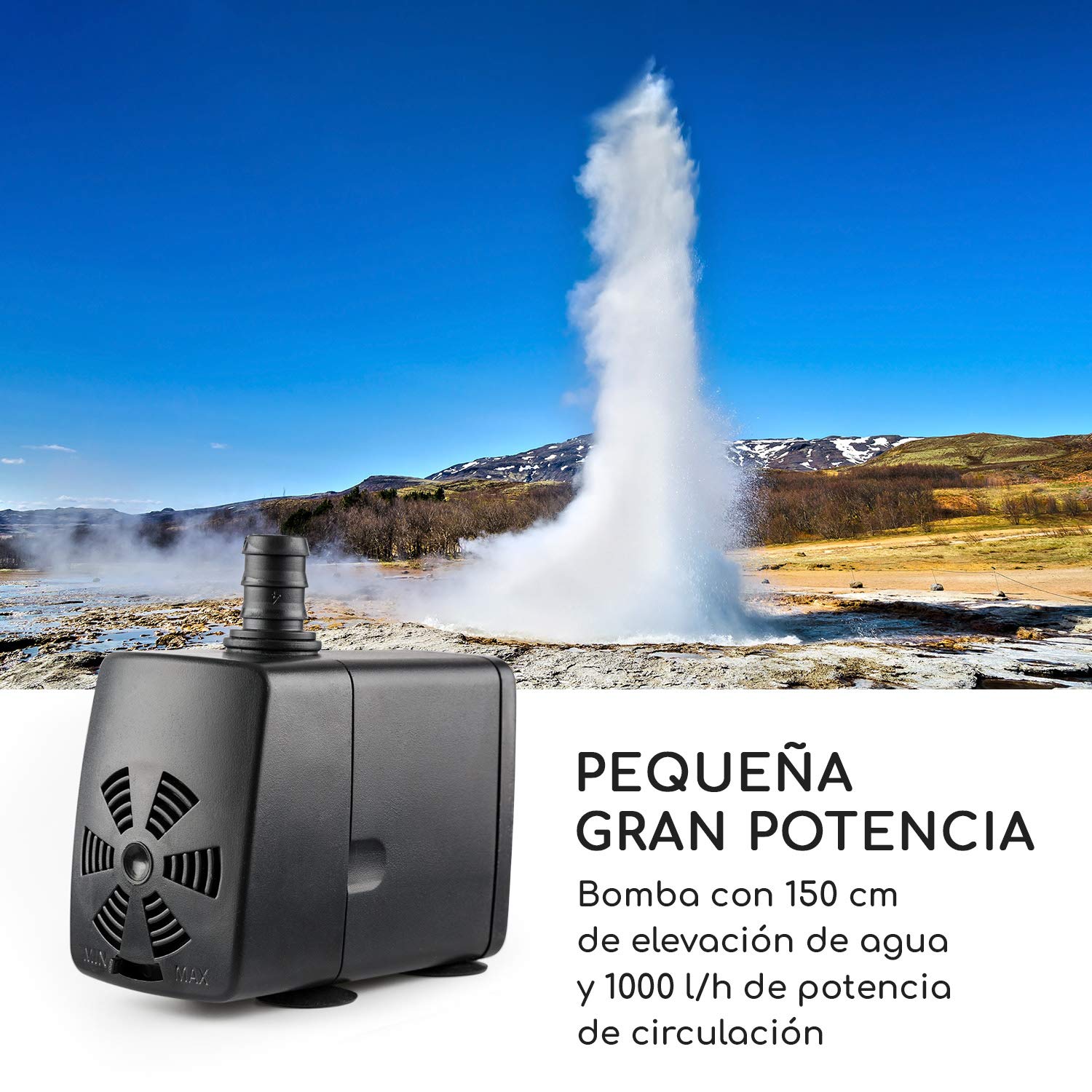 Blumfeldt Watergate - Fuente de Agua Decorativa, Bombea hasta 1000 l/h, Potencia 15 W, Protección IPX8, Uso Exteriores e Interiores, Aspecto Granito, Ladrillo Visto, Gris galvanizado