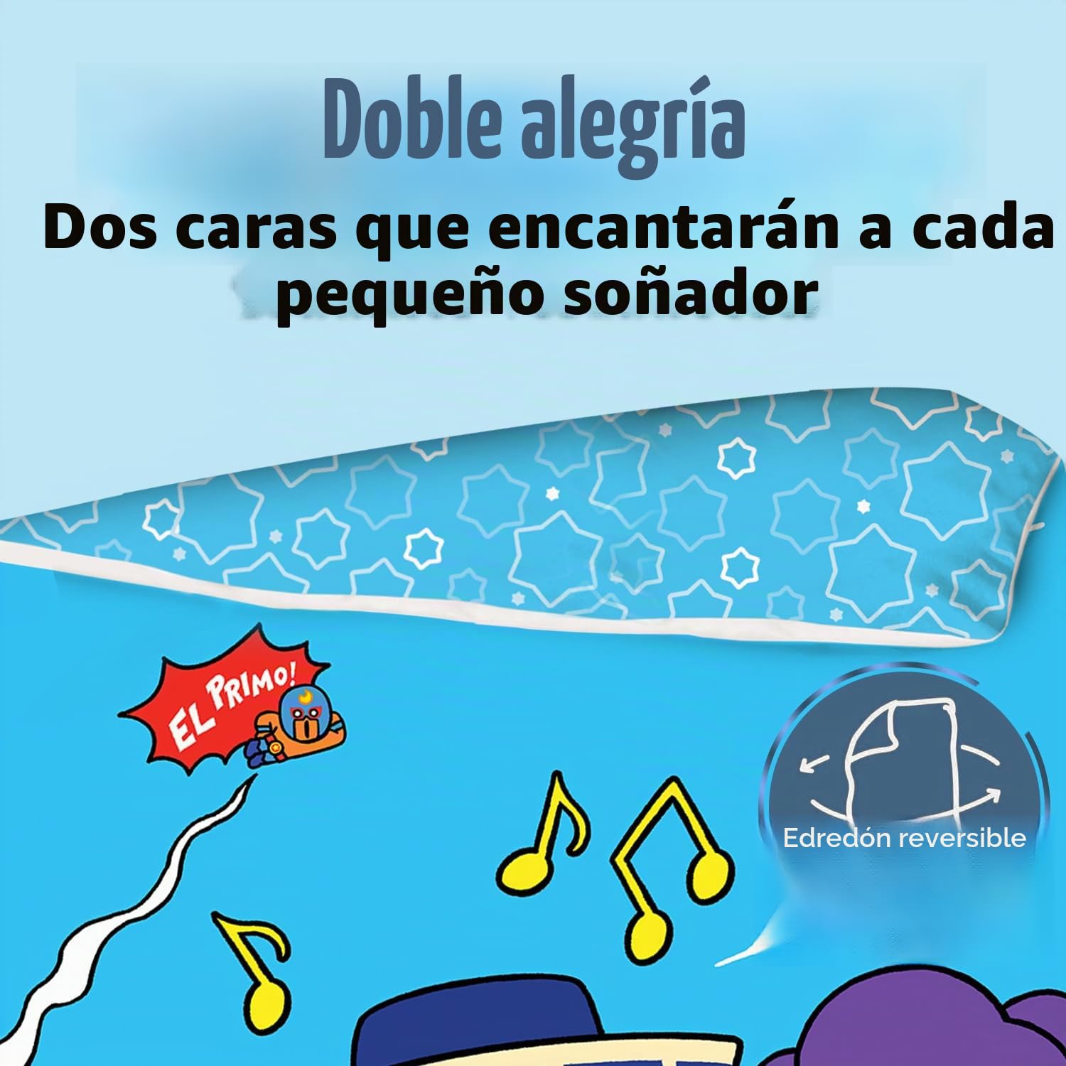 Juego de cama Brawl Stars de 2 piezas 135x200 80x80 cm - Set para niños en calidad Renforcé de 100% algodón con cremallera - color permanente, lavable a máquina, Öko-Tex, motivo EL Primo azul