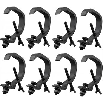 SINJEUN Pack of 8 Black Stage Light Clamp for 30 51 mm Pipes Truss Clamps Black Truss Clips for Stage Lighting