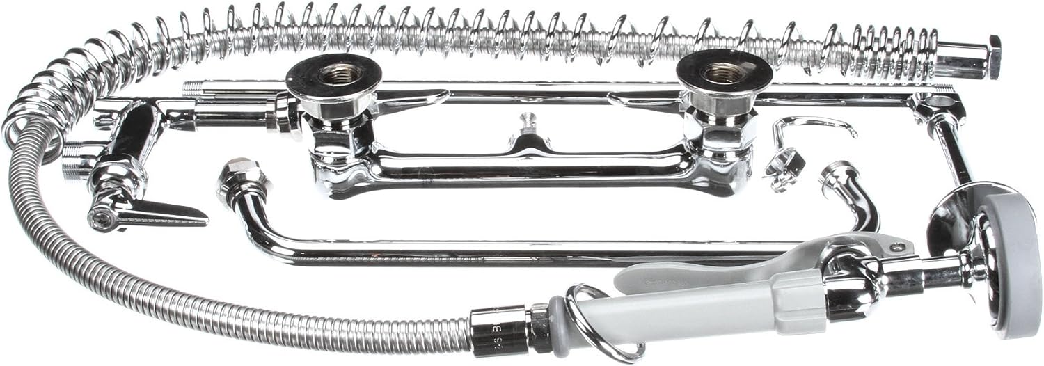 T&S Brass B-0133-ADF12-B Easy Install Wall Mount Pre-Rinse Faucet for Commercial Kitchens. Includes Wall Bracket and 12" Add-On Faucet. Sprayer Meets New DOE Requirements with a 1.15 GPM Flow Rate