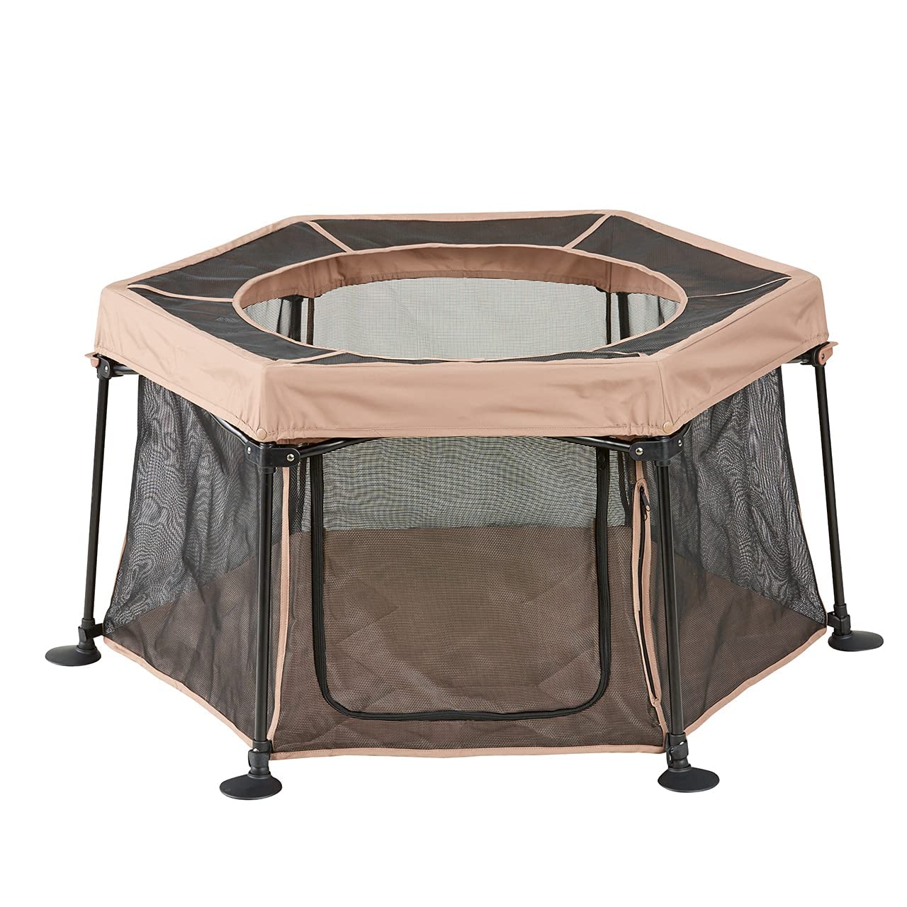 Amazon | たためて洗える ペットサークル (Lサイズ/ブラウン) 老犬にも