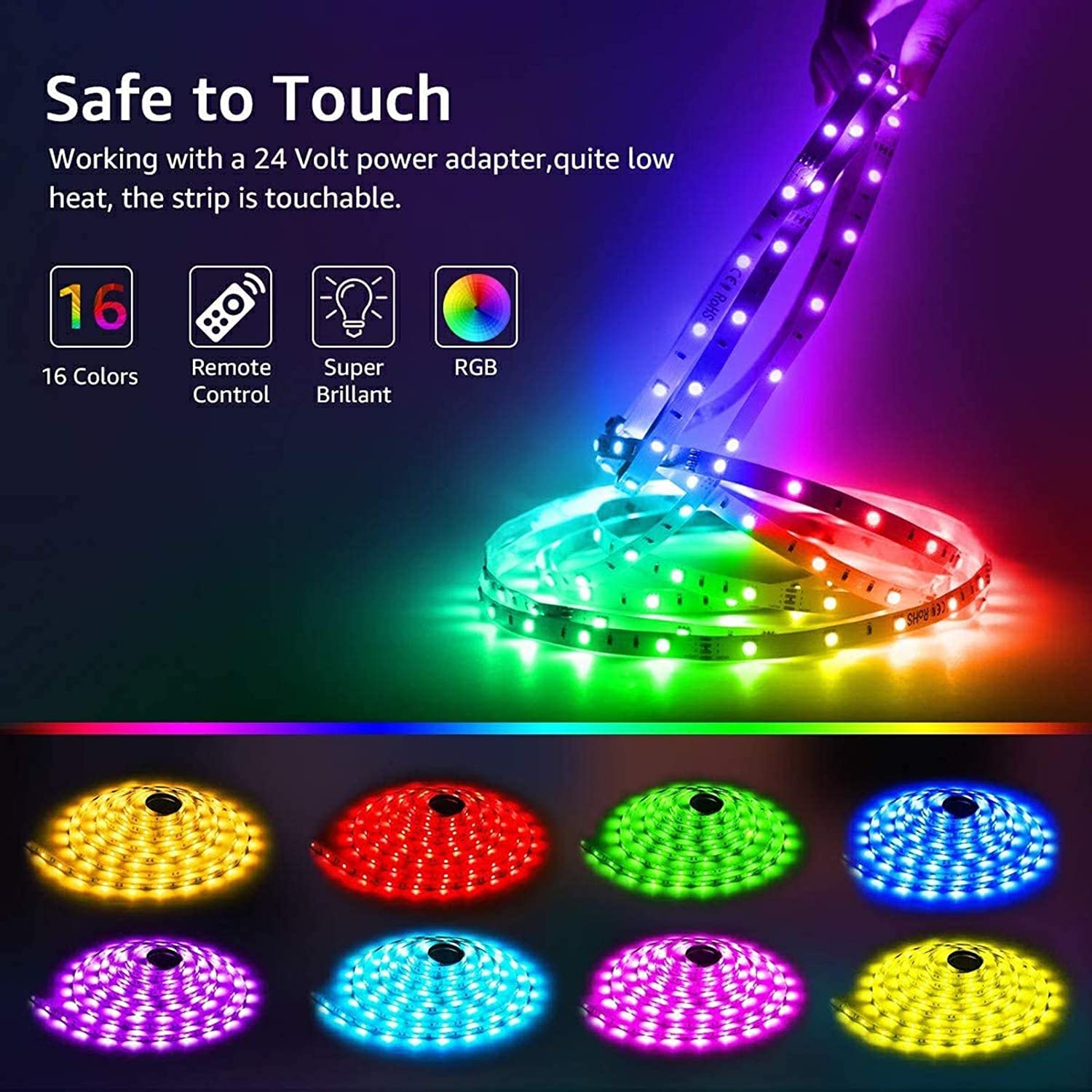 Ruban LED 20M Bande LED 5050 RGB, TV LED Bande Peut-Découpé Néon Decor Rubans lumières 20 Couleurs et 6 Modes Décor pour Maison Cuisine Soirée Bar,Noël