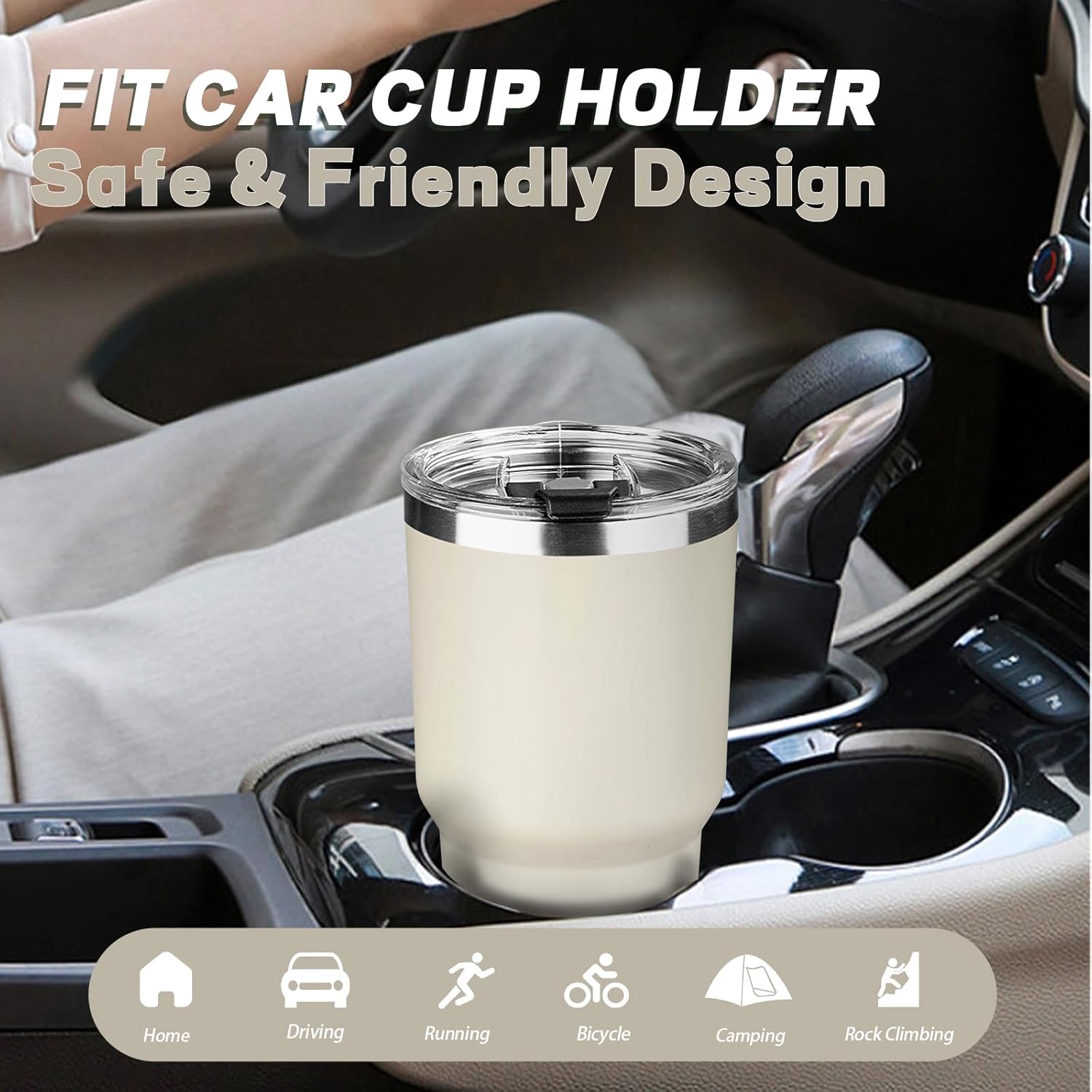 30 oz Tumbler with Lids and Straws, Stainless Steel Insulated Coffee Tumbler, Double Wall Vacuum Insulated Travel Mug Cup, Leakproof Thermal Coffee Cup for Hot and Cold Drinks (Cream) - Image 6