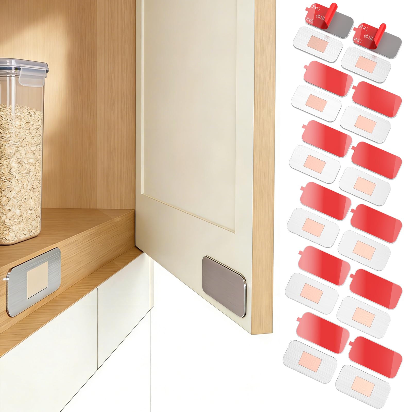 SUESONG 12 Pack Silver Magnetic Cabinet Door Catch - cabinet hardware | Mubboo