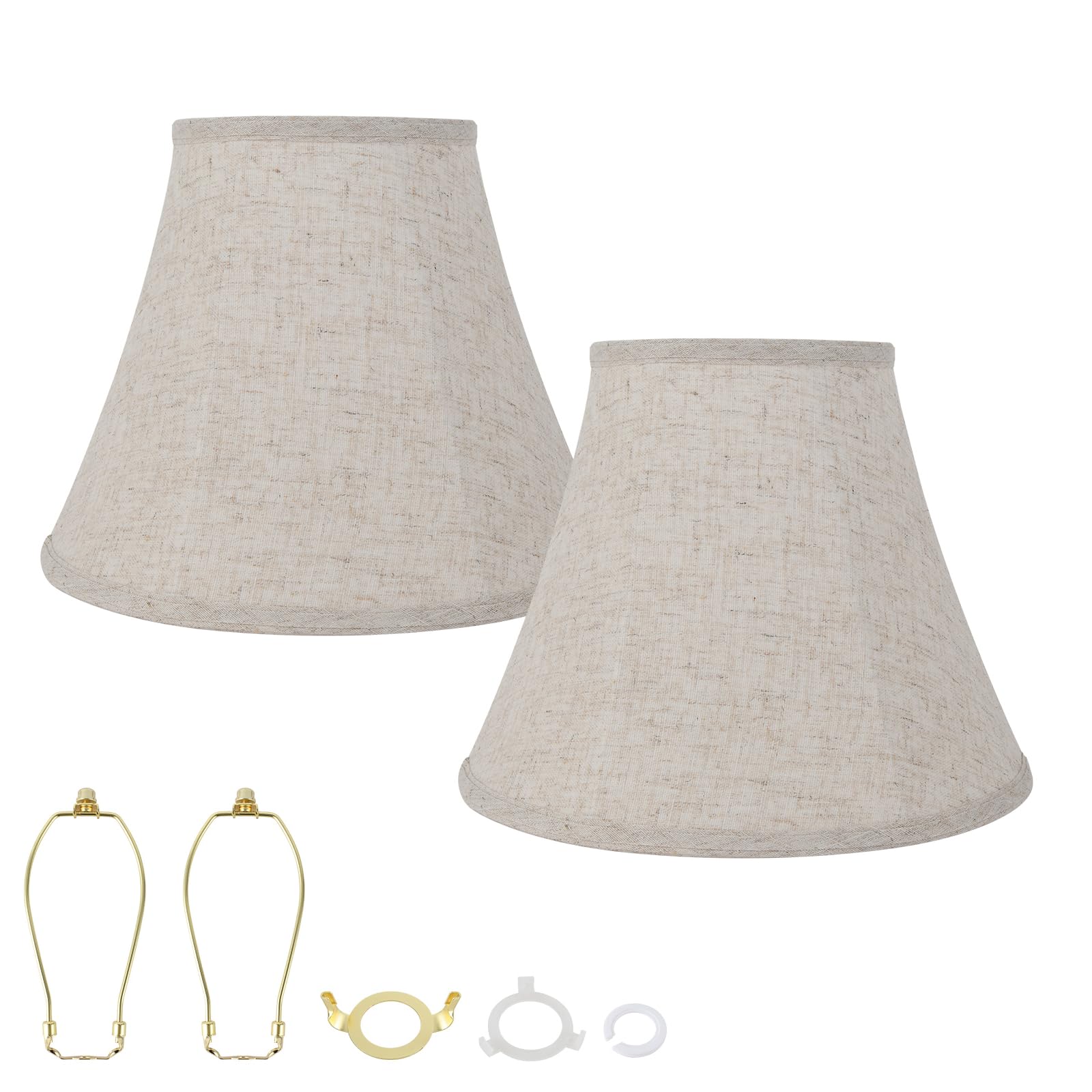 Photo 1 of DRAWNCAT Beige Linen Bell Lamp Shade Set - 2-Pack