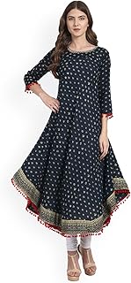 Amayra Women's Cotton Anarkali Kurti (Blue)