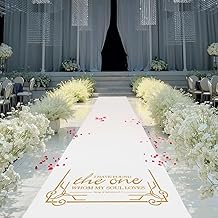 White Wedding Aisle Runner Aisle Runner for Wedding Ceremony Includes Pull String for Indoor or Outdoor Weddings, Prom and Parties，Halloween Parties can Also use a Carpet(Gold, 4x50 Feet)