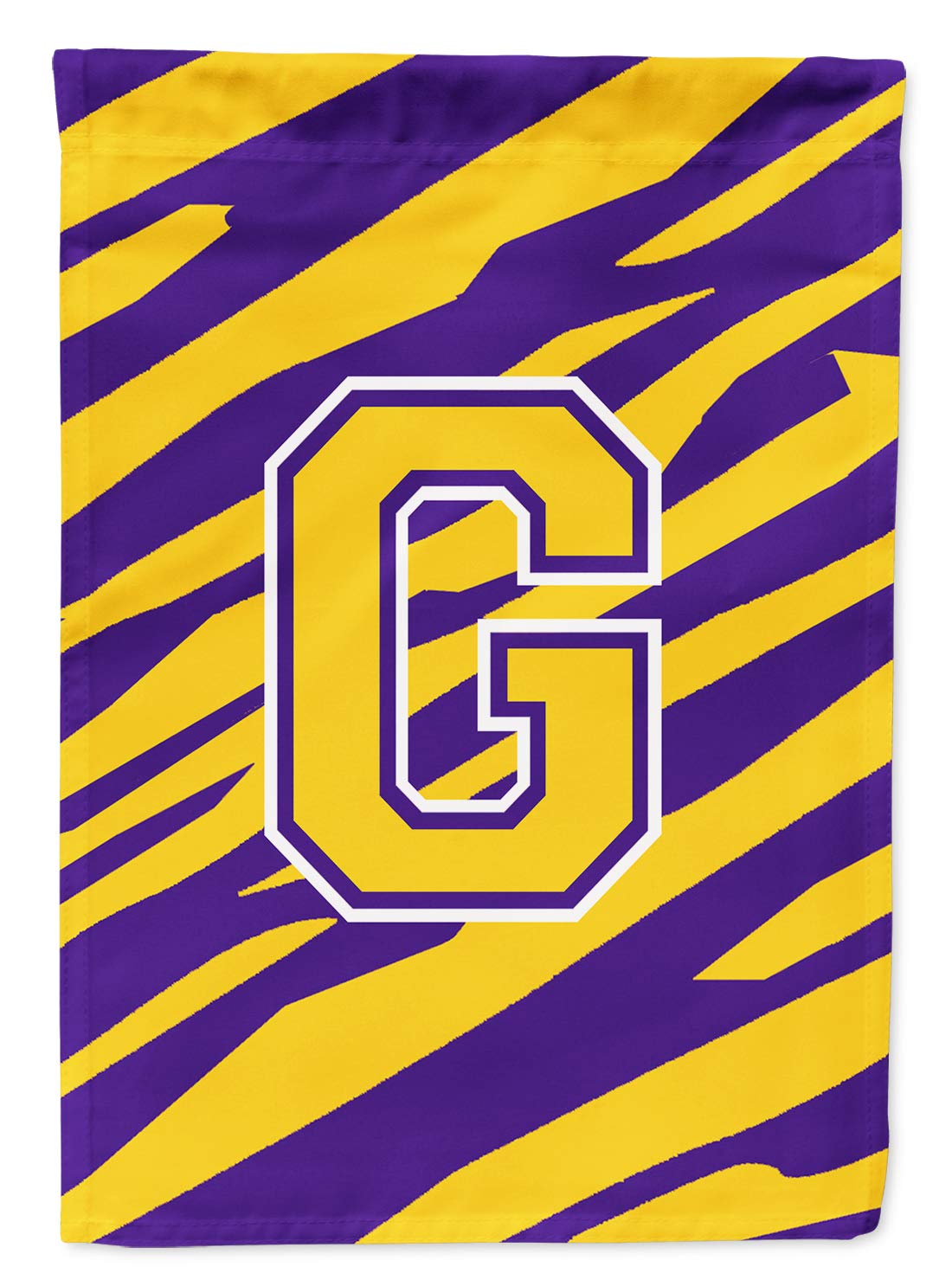 Caroline's Treasures CJ1022-G-GF Monogram - Tiger Stripe - Purple Gold Initial G Monogram Initial Flag Garden, Small, Multicolor