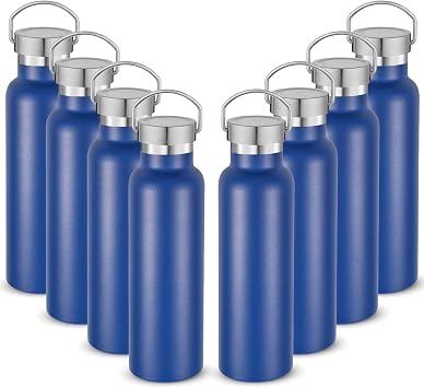 Neihepal 20 oz Insulated Water Bottles,Stainless Steel Double Wall Sport Bottle with Lid of Handle 8, Navy