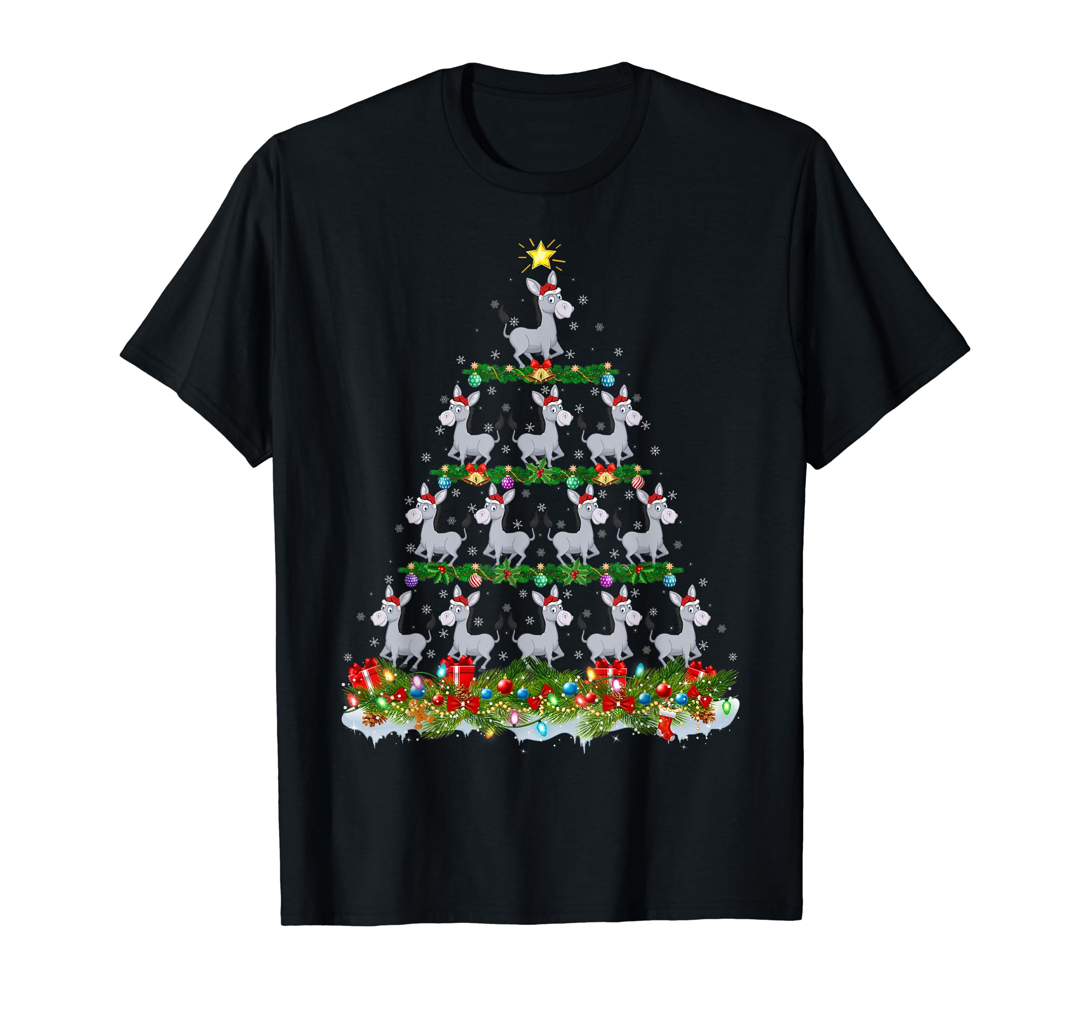 Lighting Mule Xmas Tree Decoration Santa Mule Christmas T-Shirt