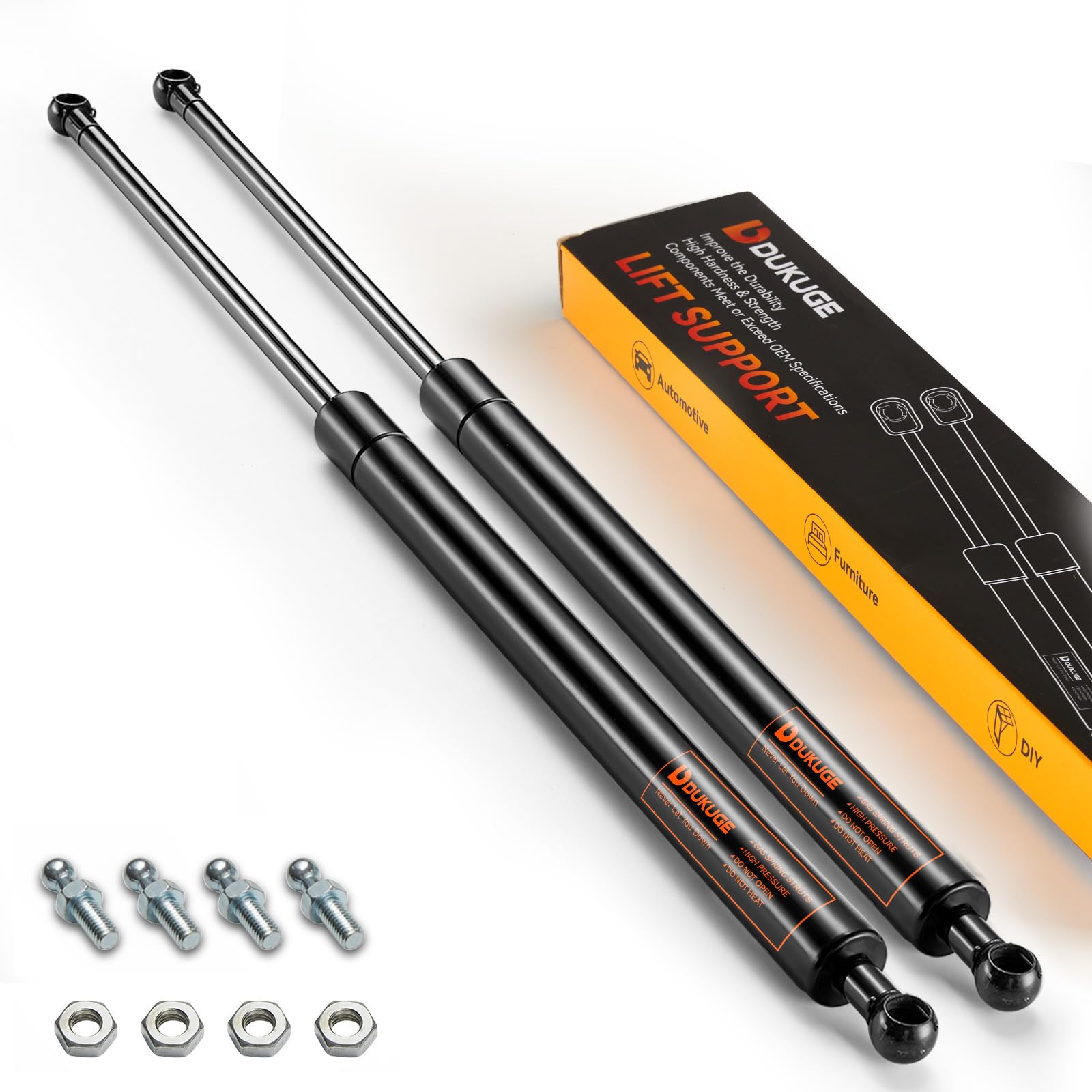 Photo 1 of Dukuge 20 inch 200lb/890N Gas Struts, 20in 200 Pounds Gas Spring Shocks Lift Support Hydraulic Arms for Heavy Duty RV Bed Murphy Bed Piston Replacement Truck Bed Cover (Super Strong), Set of 2