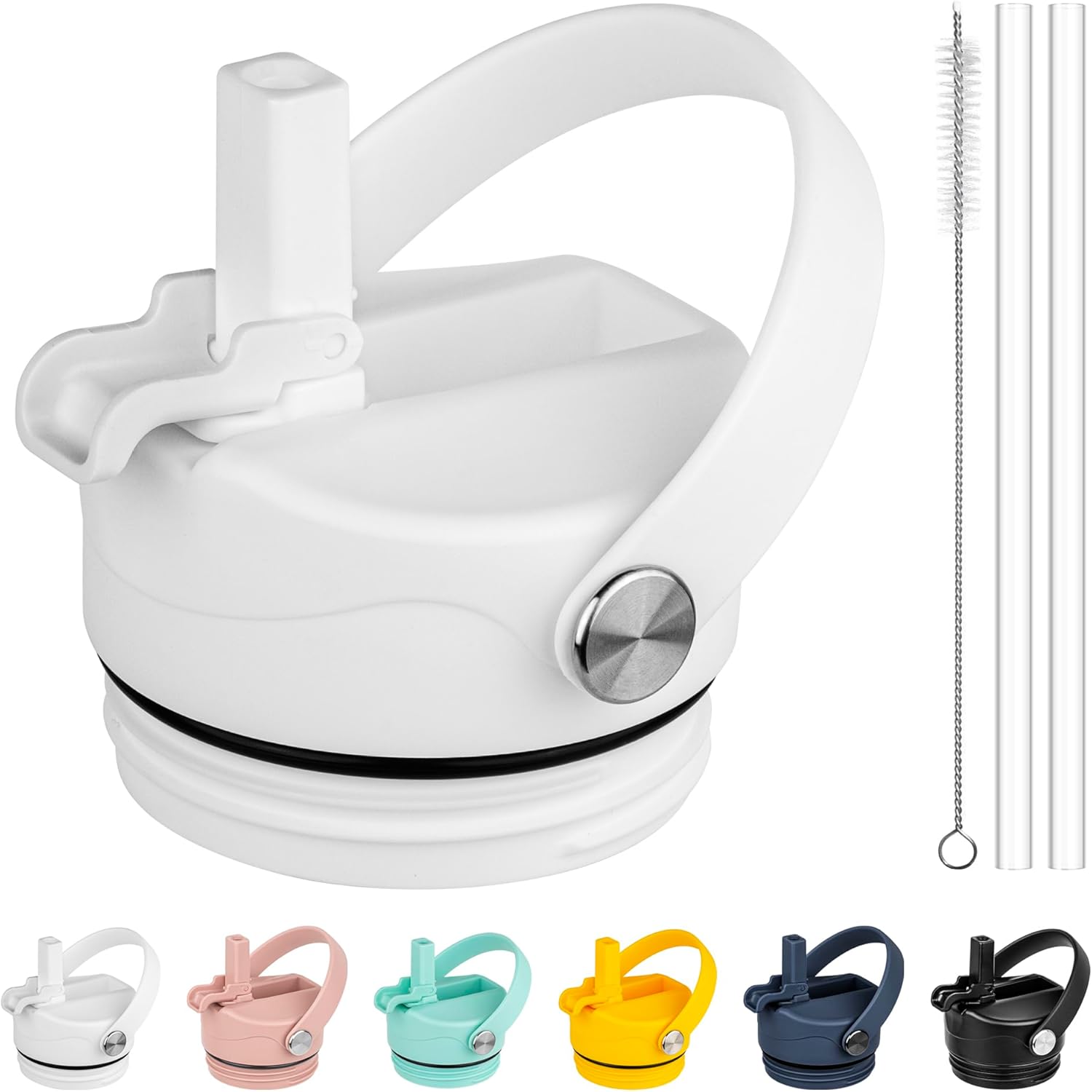 Straw Lid for Yeti Rambler 12 18 26 36 64 oz Water Bottle, Replacement Straw Cap with Straw for Yeti Rambler Bottle, Dust Cover, Flexible Handle