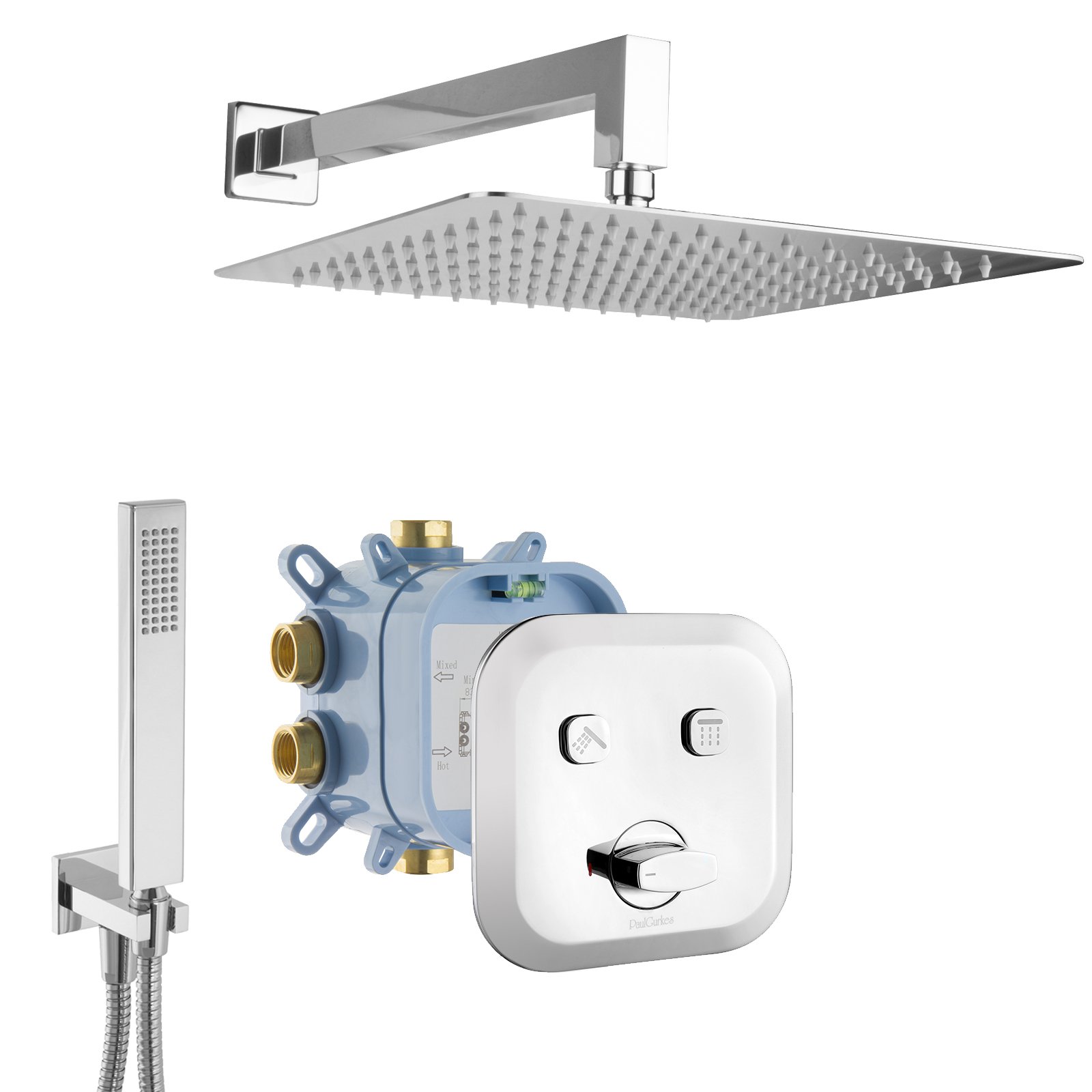 Deszczownica podtynkowa Shower Action Select prysznic system prysznicowy zestaw 30 cm ramię ścienne mocowanie ścienne stal szlachetna słuchawka prysznicowa deszczownica słuchawka prysznicowa montaż podtynkowy uchwyt uniwersalny łuk przyłączeniowy ścienny