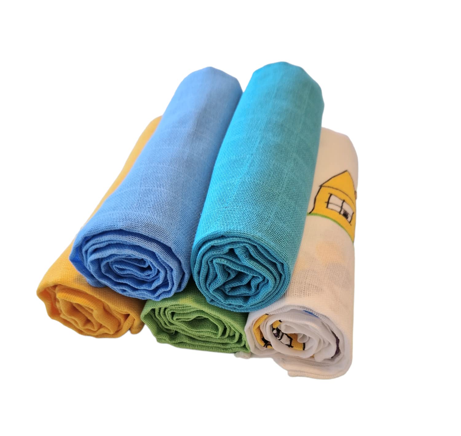 Natureville Musselin Spucktucher Baby Geschenk fur Neugeborenen - Doppelt Gewebte Mull Windel mit Verstärkter Umrandung - Mulltücher Baby - Mullwindeln - Muslin Fabric Waschlappen - 80x80cm - 5er Pack