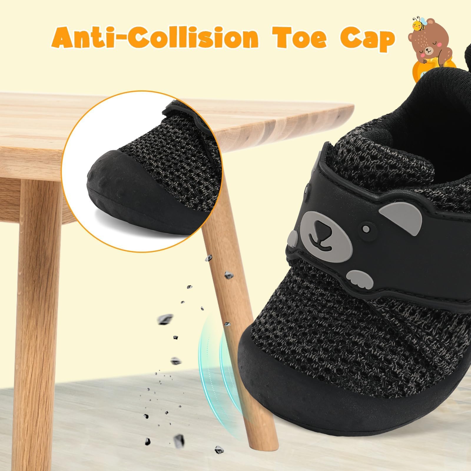 JOINFREE Baby Walking Wide Shoes Infant Boys Girls Breathable Barefoot Shoes Crib Tennis Shoes Lightweight Non-Slip Sneakers First Walkers — view 6