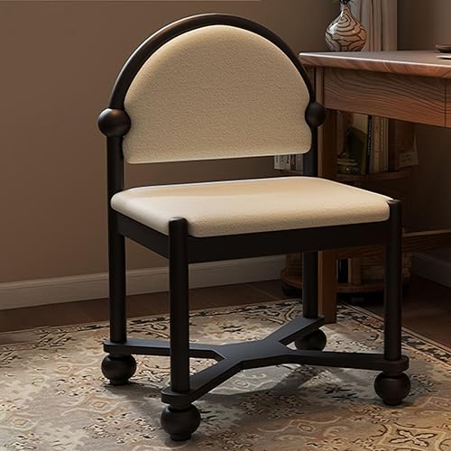 Sillas de comedor de madera, sillas de cocina francesas con lana de cordero, silla de sala de estar, estilo vintage con respaldo redondo, silla de