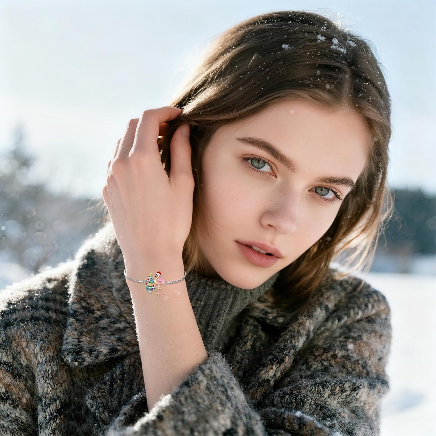 Christmas Tree Bracelet Sterling Silver Christmas Flamingo Gifts for Women Mom Colorful Holiday Winter Xmas Jewelry - Image 8