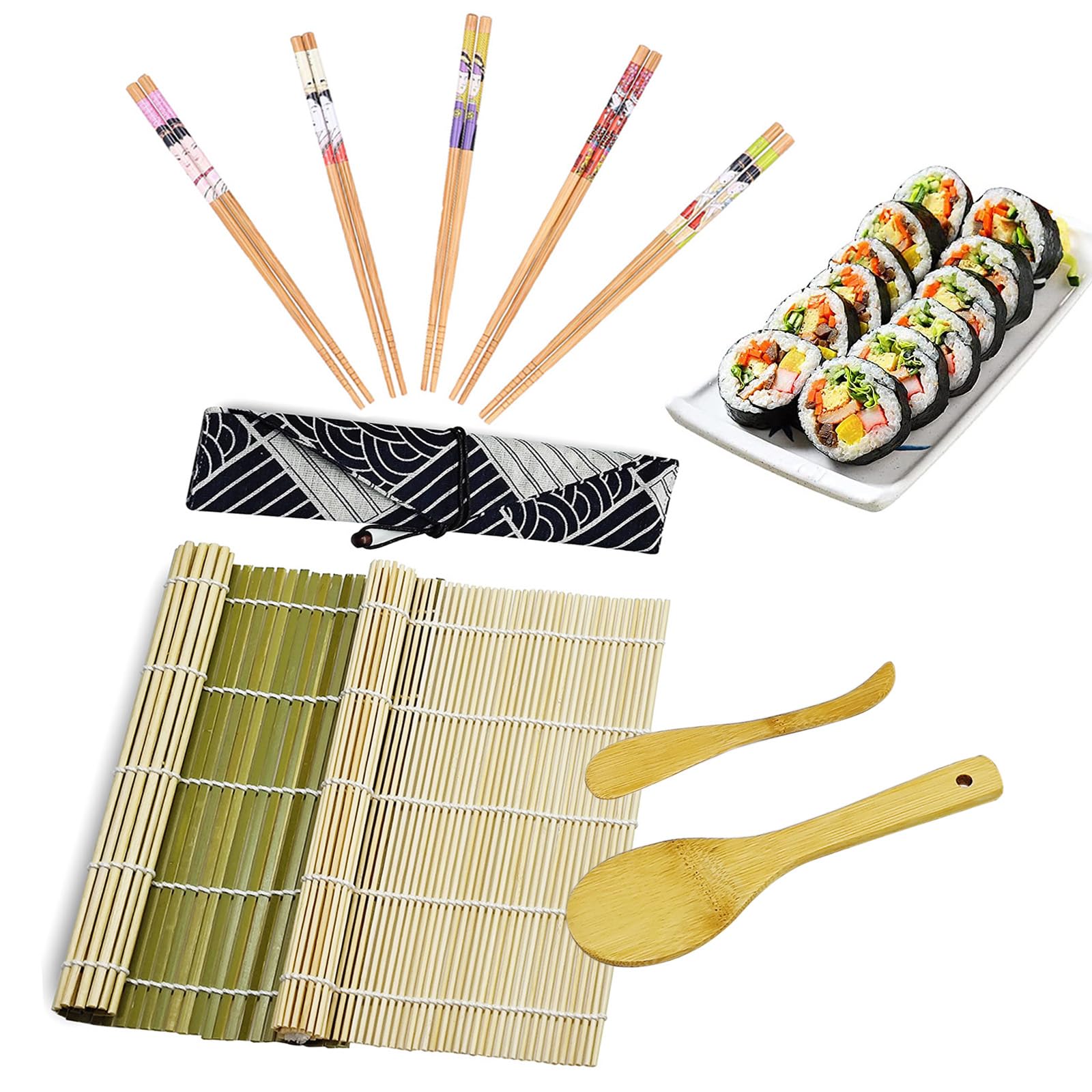 Aeromdale Bamboo Sushi Rolling Kit Tapis à Sushi à Rouler Pour