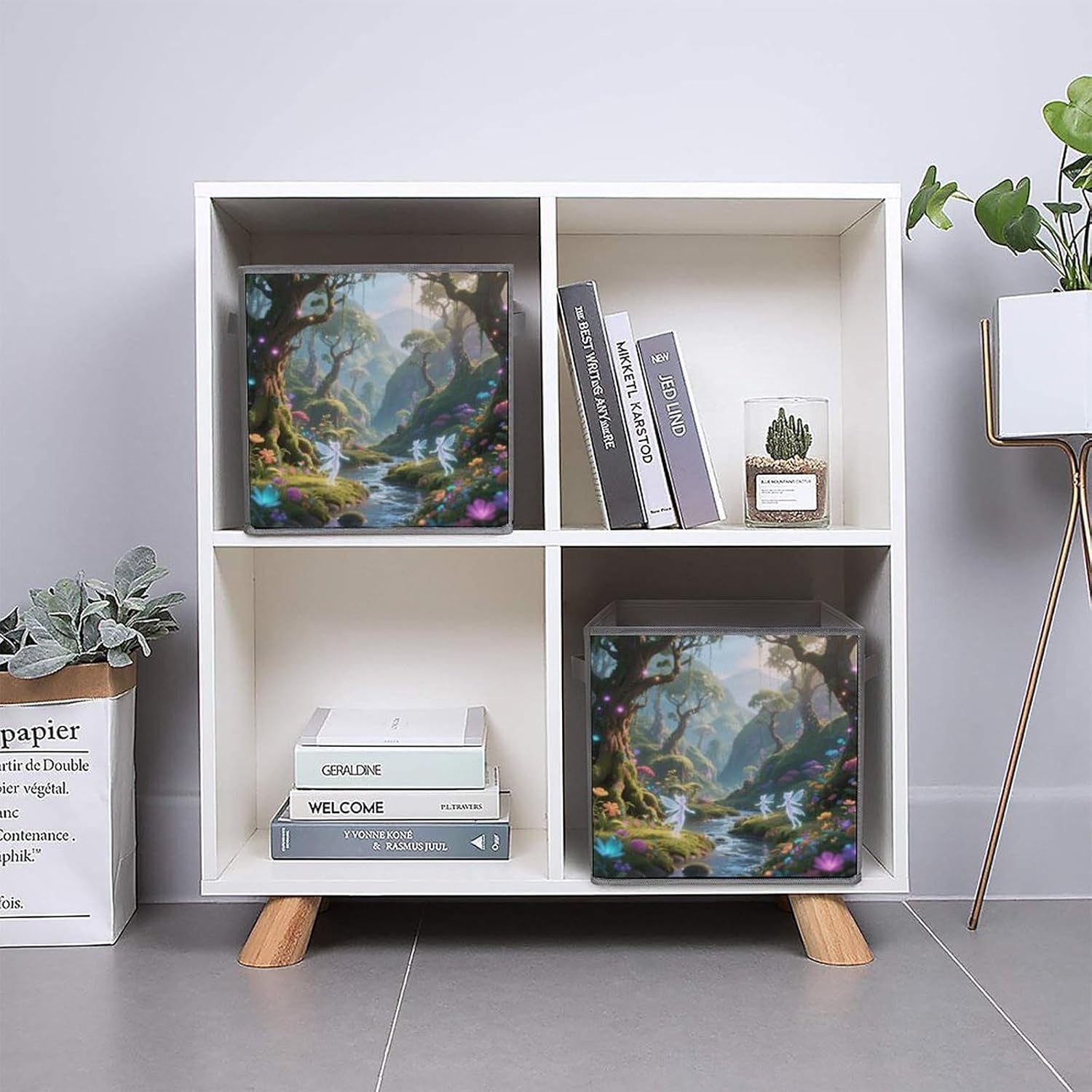 2-piece Oxford Cloth Storage Box Elf Valley Printed Storage Box for Storing Clothes/shoes Multi-purpose Wardrobe And Cabinet Storage