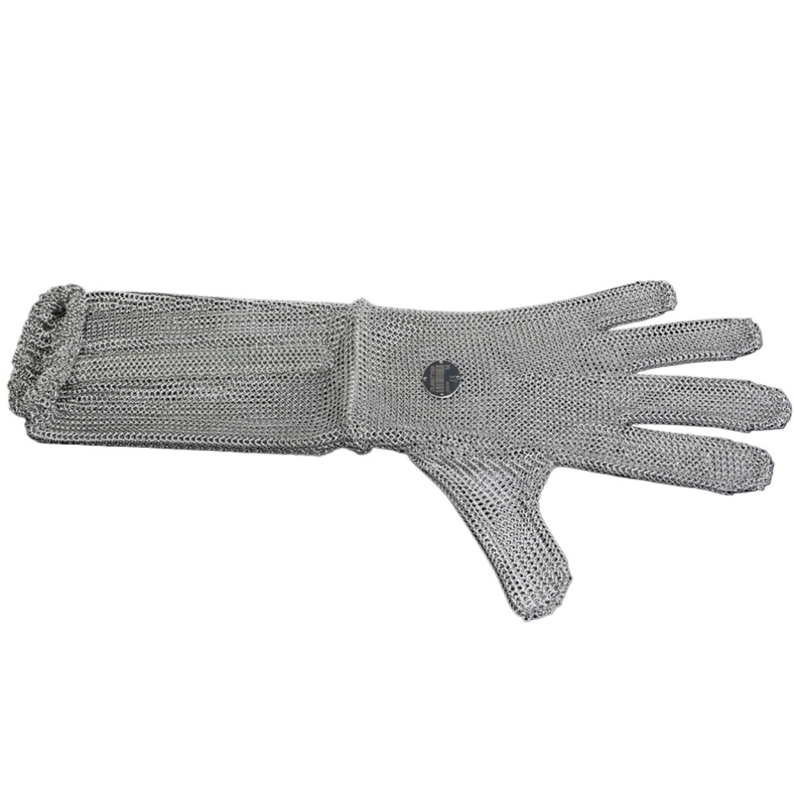Guanti antitaglio da 1 pezzo, a molla, in acciaio inossidabile 316L, lunghezza estesa, guanti in rete Resistente alla perforazione(15cm,L)