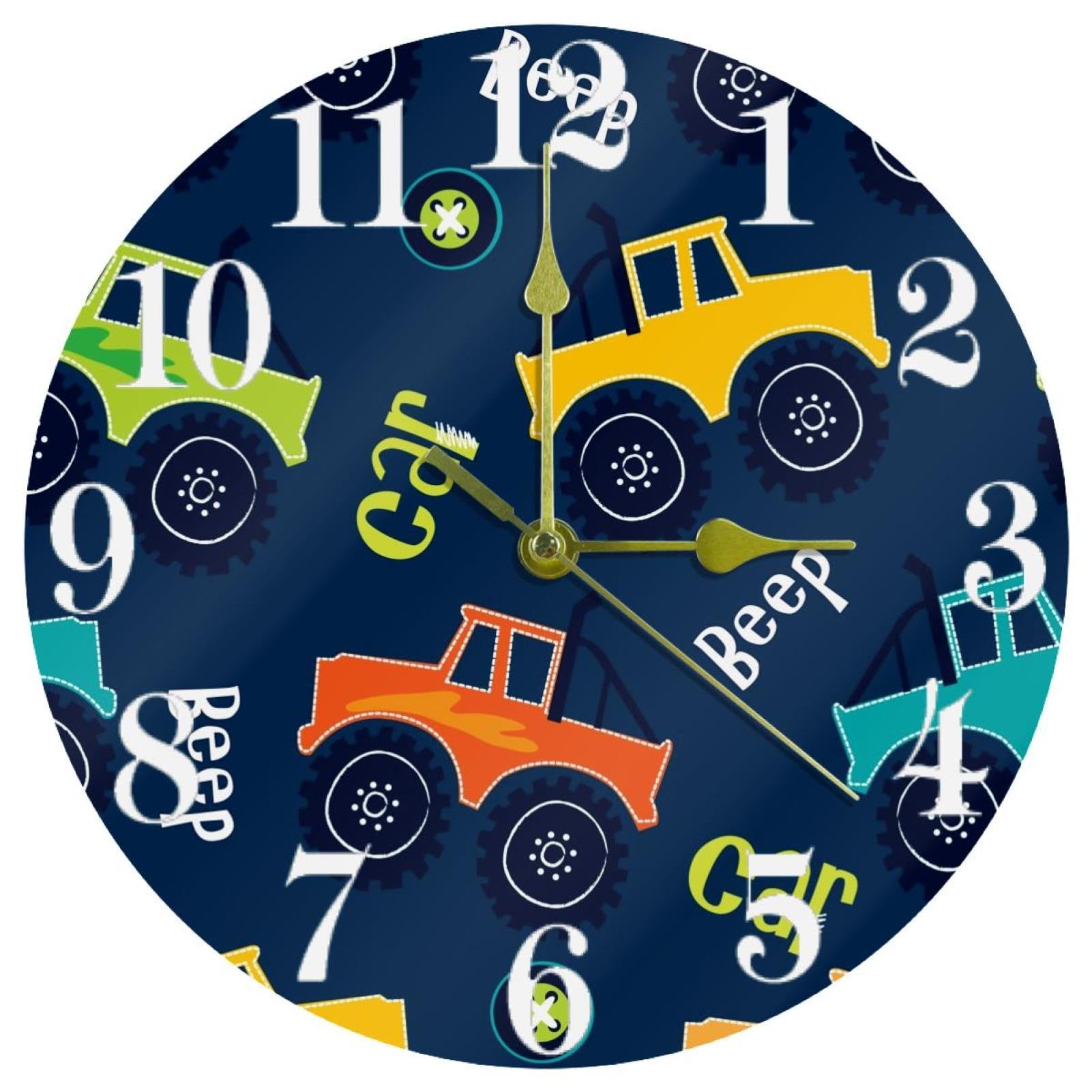 Horloge murale colorée voitures dessin animé pour égayer la salle de classe et la cuisine