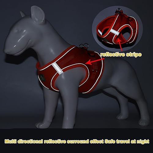 Miniatura 2 de Juego de arnés y correa suave para perros pequeños y pequeños, arnés de malla para cachorros, chaleco reflectante ajustable para perros pequeños y