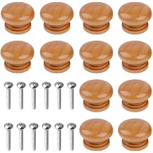Set of 12 with Fixing Screws, Wooden Drawer Knobs for Kitchen Cupboard
