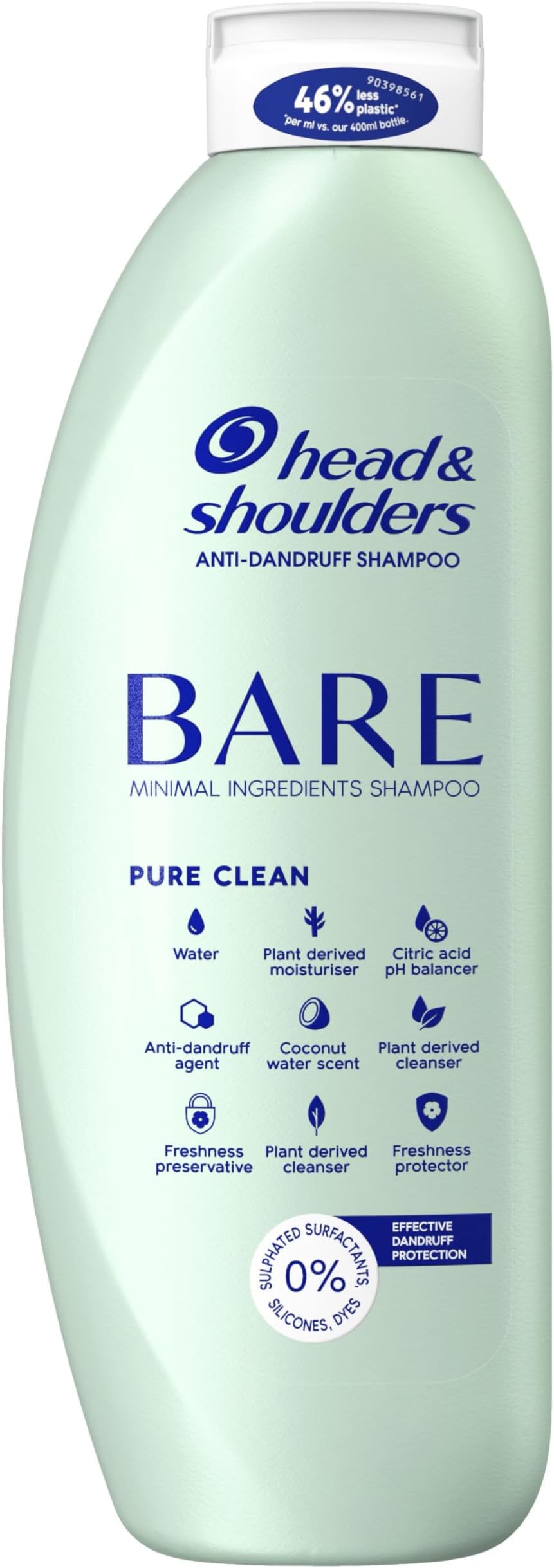 Head & Shoulders Pure Clean Anti-Dandruff Shampoo, Sulfate Free for Oily Scalp. 400 ml. Bare Shampoo Prevents Dandruff with Minimal Ingredients. Free from Dyes, Sulphates and Silicones.