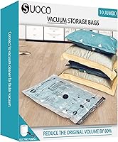 Vista 11 de SUOCO 20 bolsas combinadas de almacenamiento al vacío con bomba eléctrica, (4 jumbo/4 grande/6 medianas/6 pequeñas) bolsas de viaje para ropa
