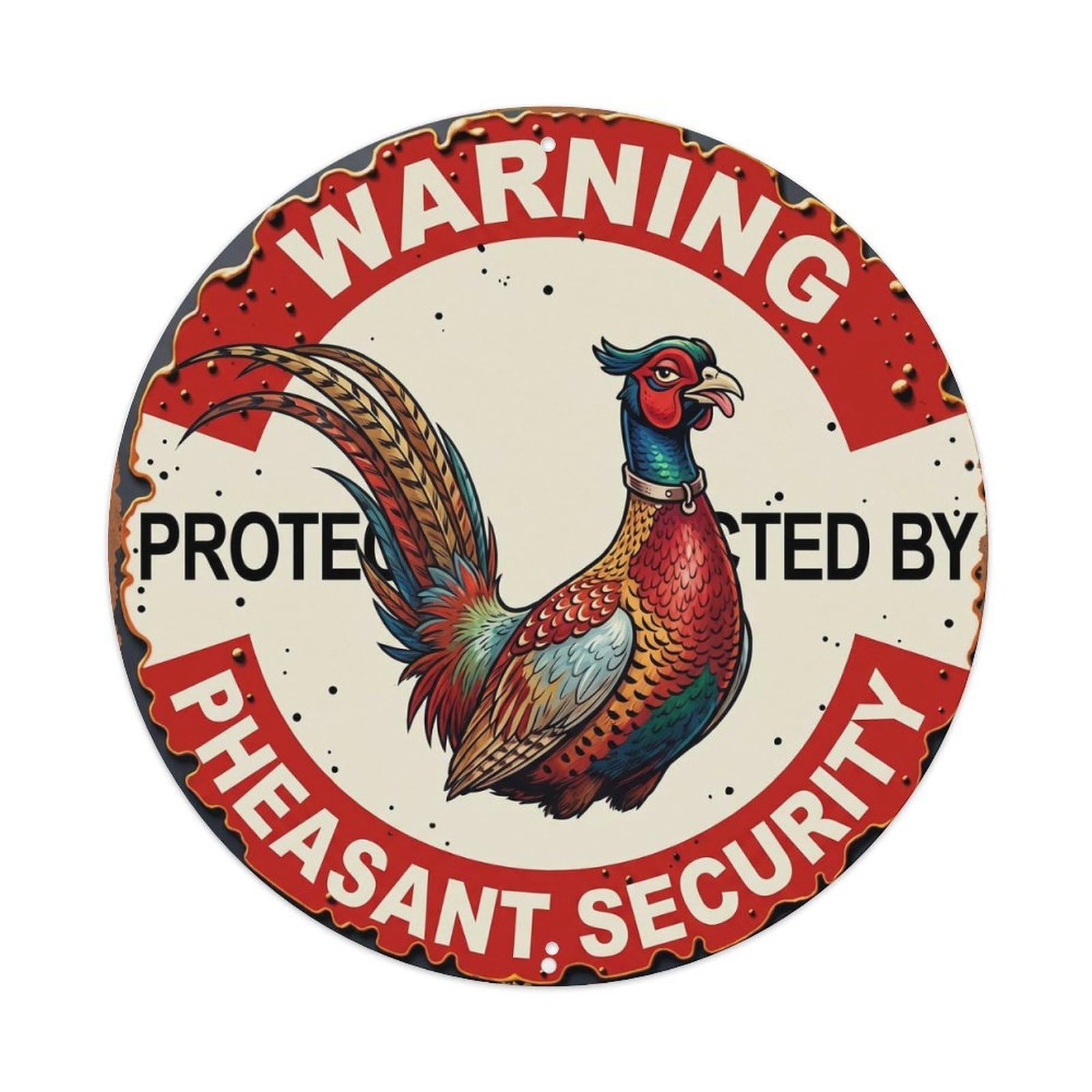 Tgrcjimh Style Metal Tin Sign Warning Protected By Pheasant Security Vintage