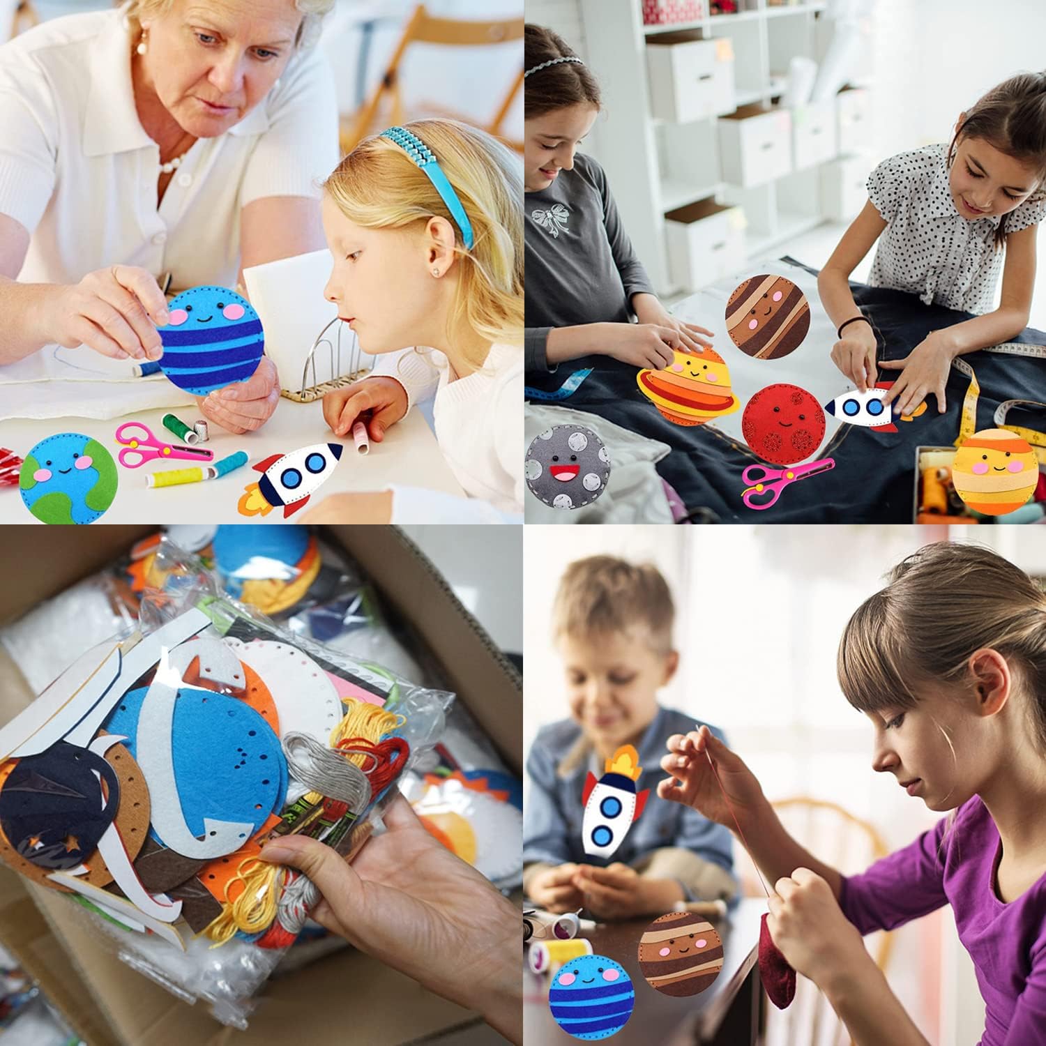 GOGOPARTY 29Pcs Space Felt Sewing Kit, Space Activities for Kids Solar System DIY Activity Kids Felt Craft Supplies for Girls and Boys Educational Beginners Sewing : Everything Else