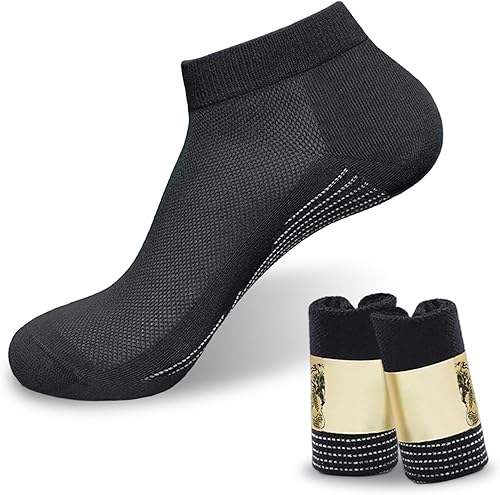 Men's Elastic Cotton Black Socks Lightweight Low Cut Ankle Socks Odor-Proof Mois