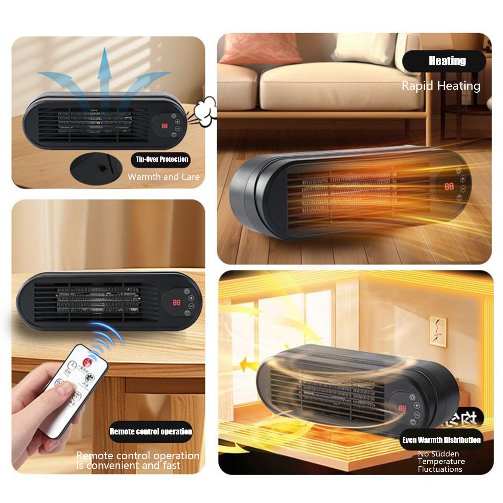 Calentador Mini Calentador De Escritorio Con 2 Modos De Velocidad | Calentador De Aire Eléctrico Silencioso Para Habitación Dormitorio Baño Garaje Mesa Coche Tienda Camping Invierno