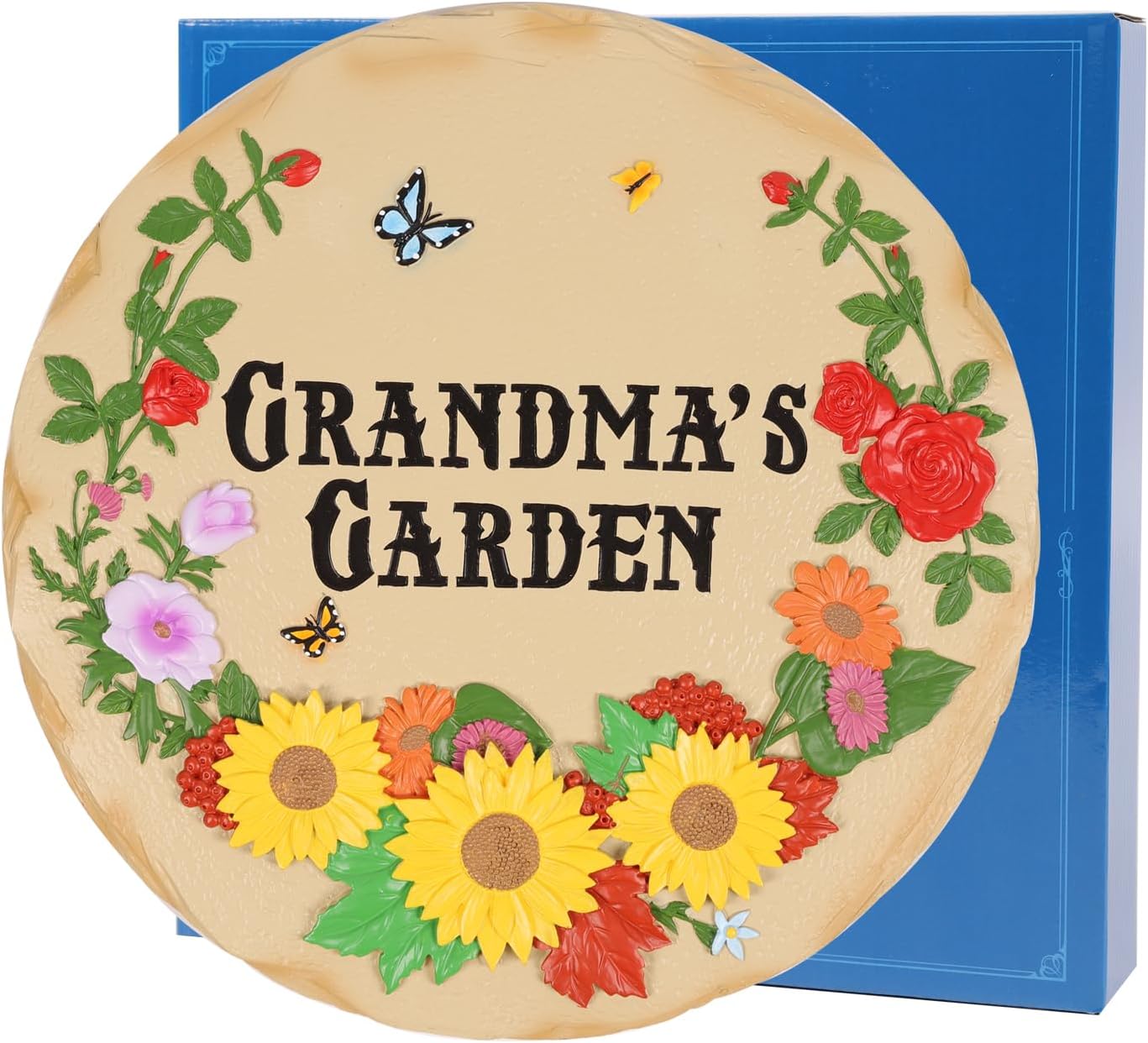youdear memorials Mothers Day Gifts for Grandma - Grandma’s Garden Stepping Stone - Garden Stone Décor -Grandma Garden Gifts - Grandma Mothers Day Gift (Grandma Yellow)