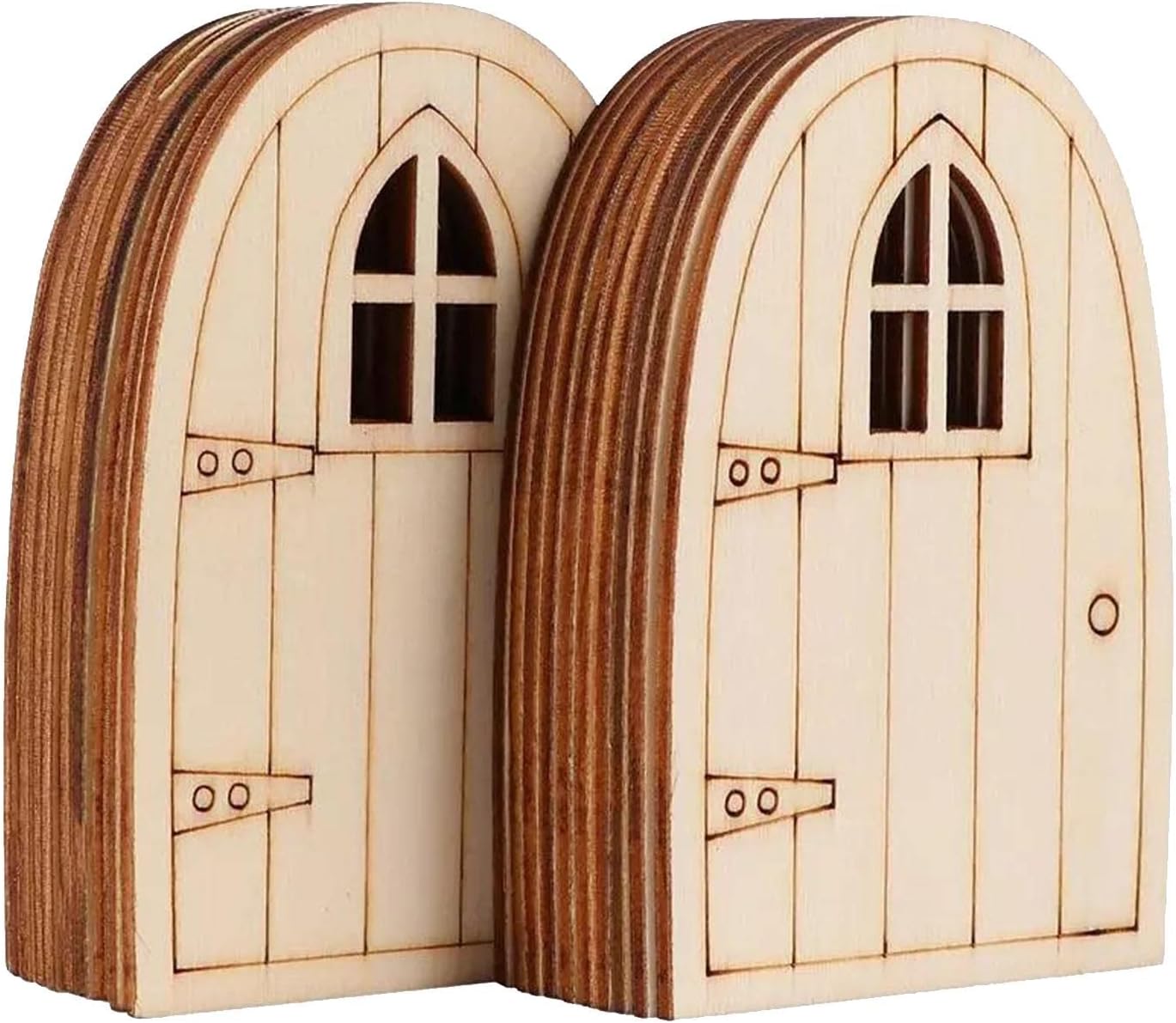 ALEOHALTER Wooden Fairy Door,20PCS Unfinished Mini Elf Door Model Garden Ornament Miniature Decor with Window for DIY Craft Dollhouse Flower Pot(As shown)
